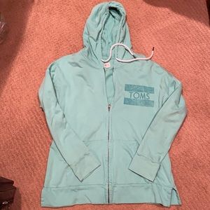 TOMS aqua zip up hoodie sweatshirt size XL